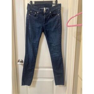 Rag & Bone Dre Jeans Women’s 29 Slim Straight Raw Hem Dark Wash Stretch Denim